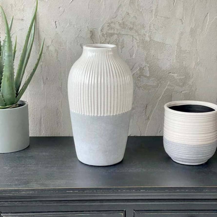 Distinctly Living Large Two Tone Ribbed Vase