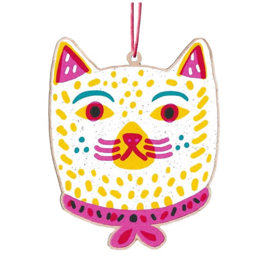 The Printed Peanut Wooden Decoration Cat Wearing Ribbon