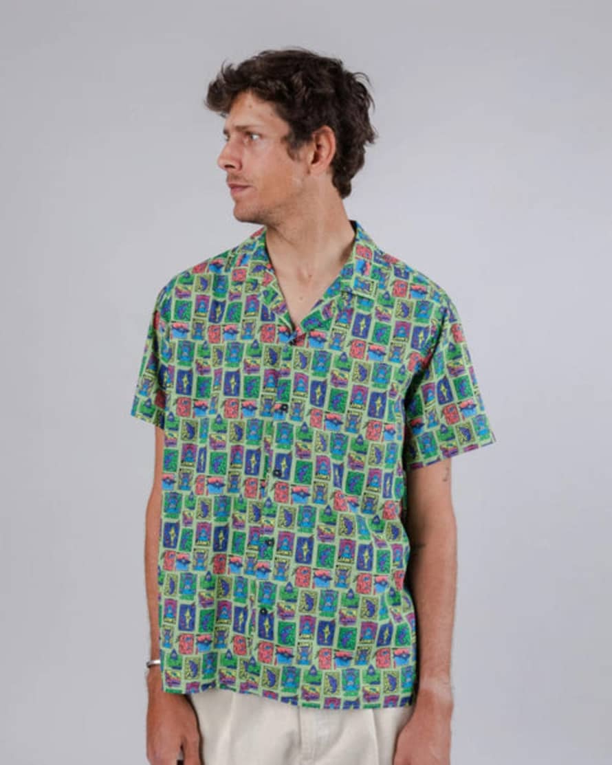 Brava Fabrics Aloha Shirt Jaws Green
