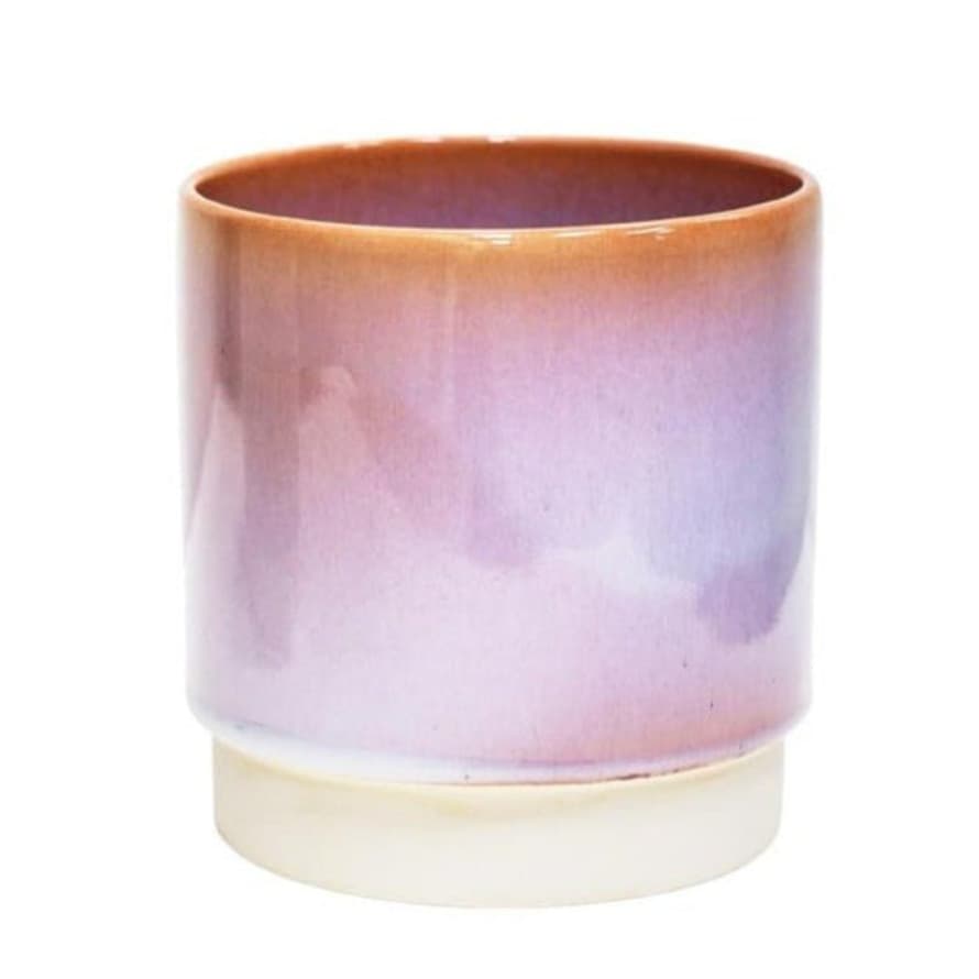 Ivyline 14cm Copenhagen Plant Pot In Pink Two Tone Reactive Glaze