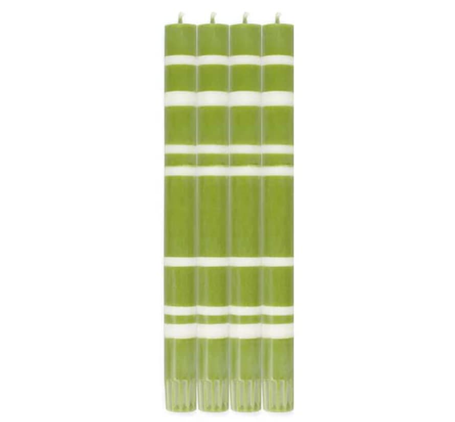 British Colour Standard Two Stripe Candles in Pistachio Green & Pearl
