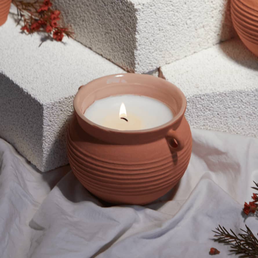 Paddywax UK Santorini Ceramic Candle - Terracotta - Raw Clay & Pear