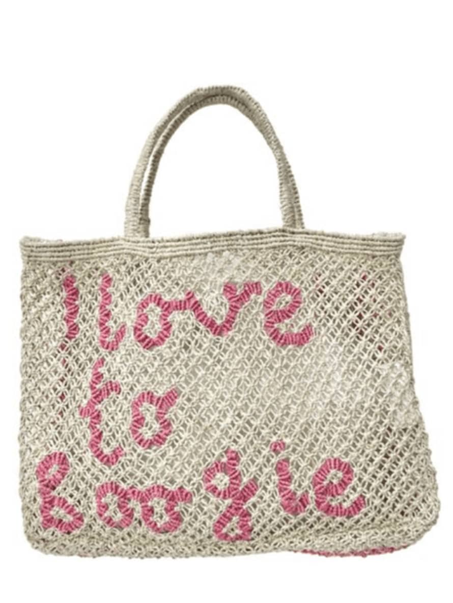 The Jacksons London I Love To Boogie Large Jute Bag In Natural With Berry