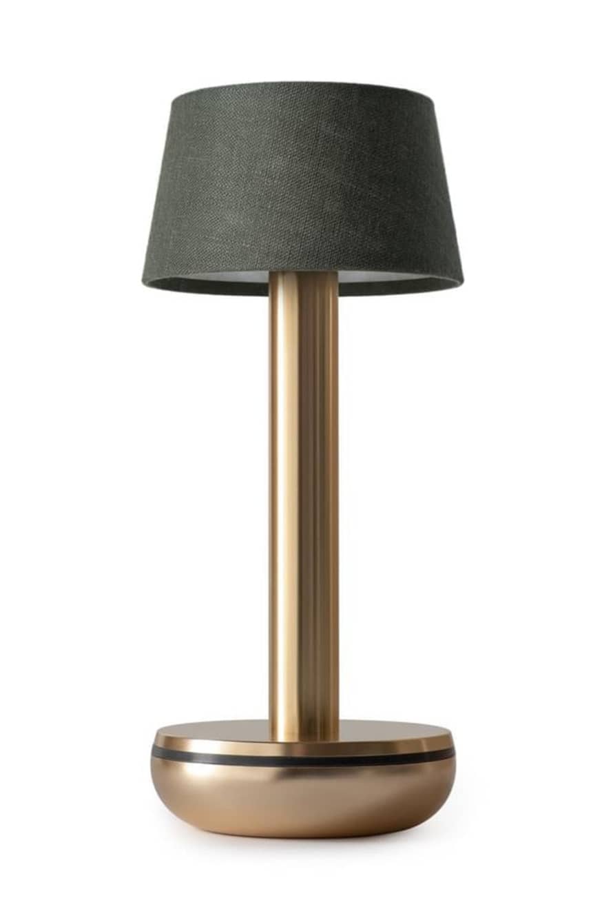 The Home Collection Humble Two Table Light In Gold With Emerald Linen