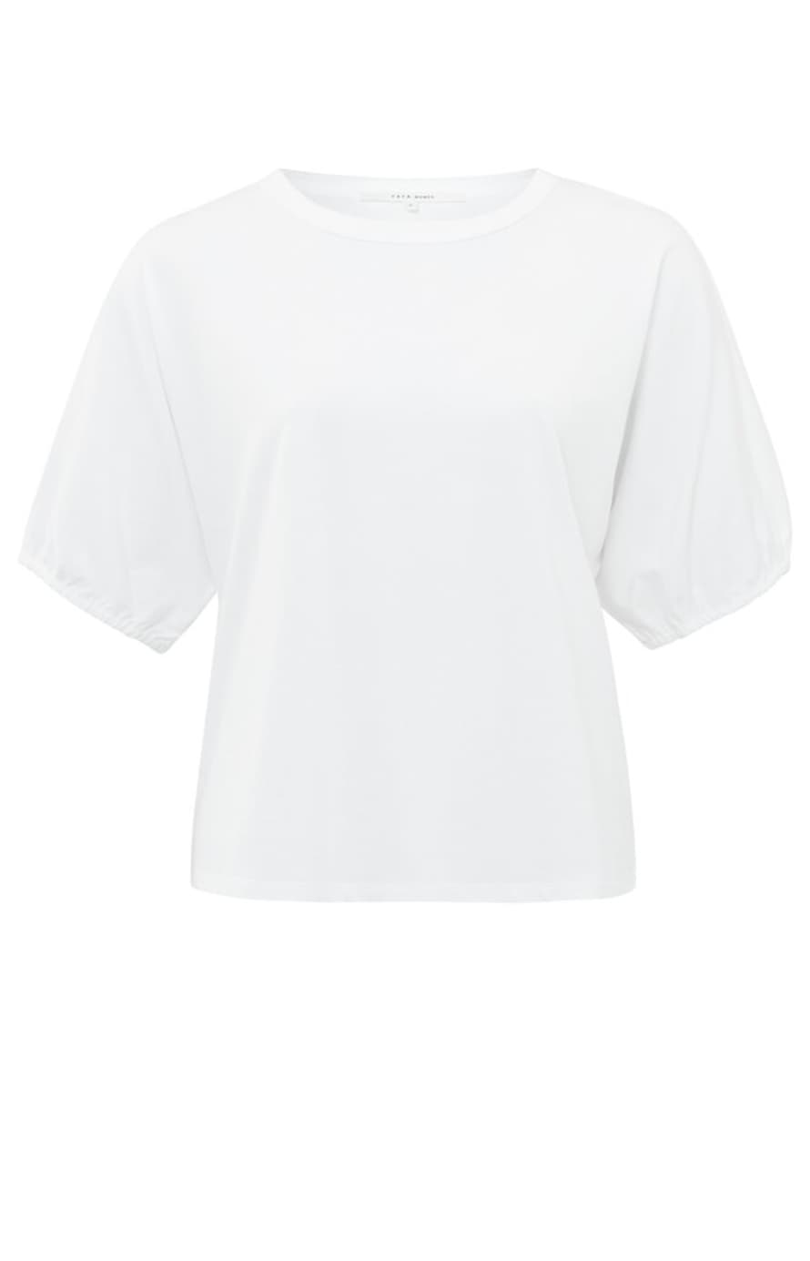 Yaya T Shirt With Round Neck And Puff Sleeves | Pure White