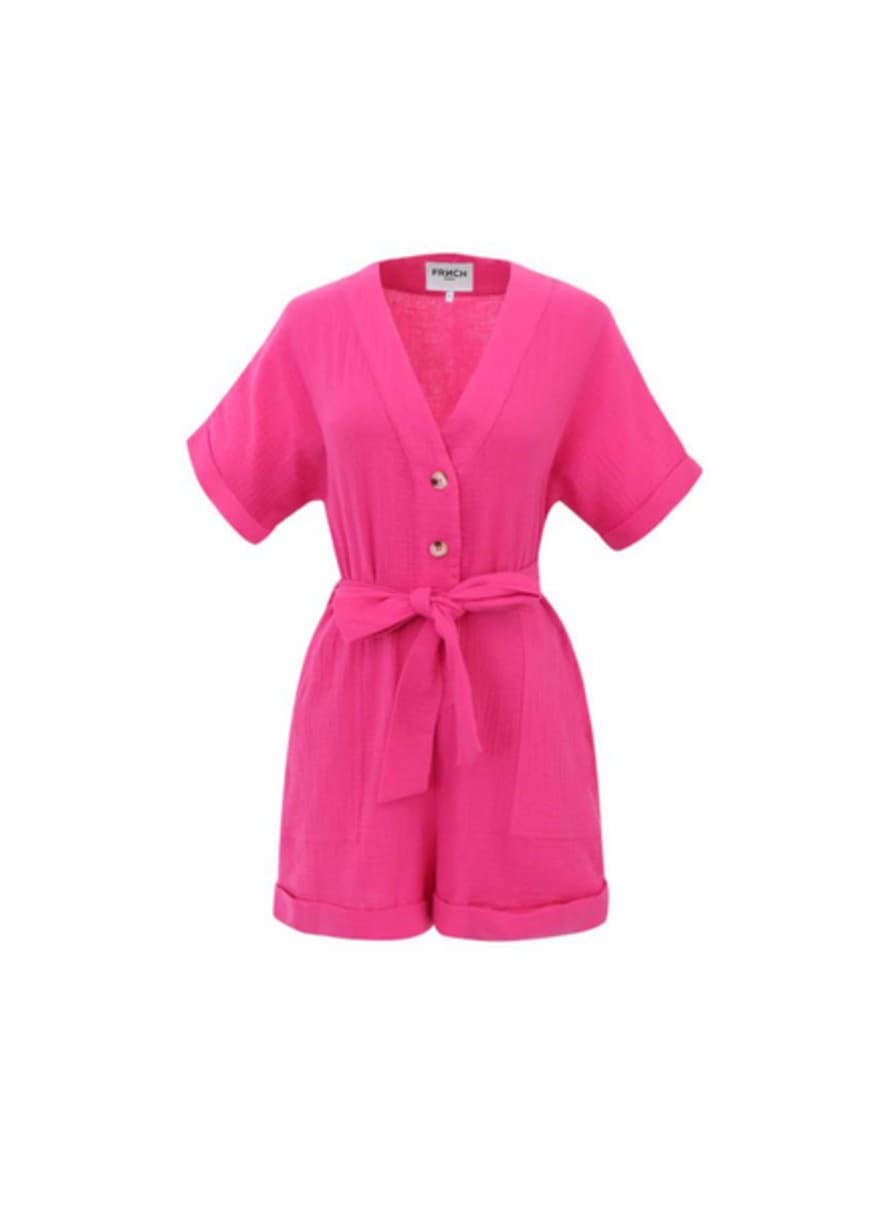 FRNCH Lika Tie Waist Playsuit In Fuchsia From