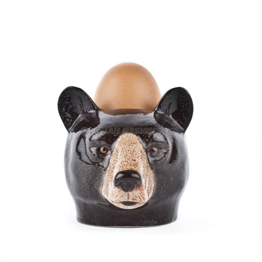 Quail Ceramics Black Bear Face Egg Cup