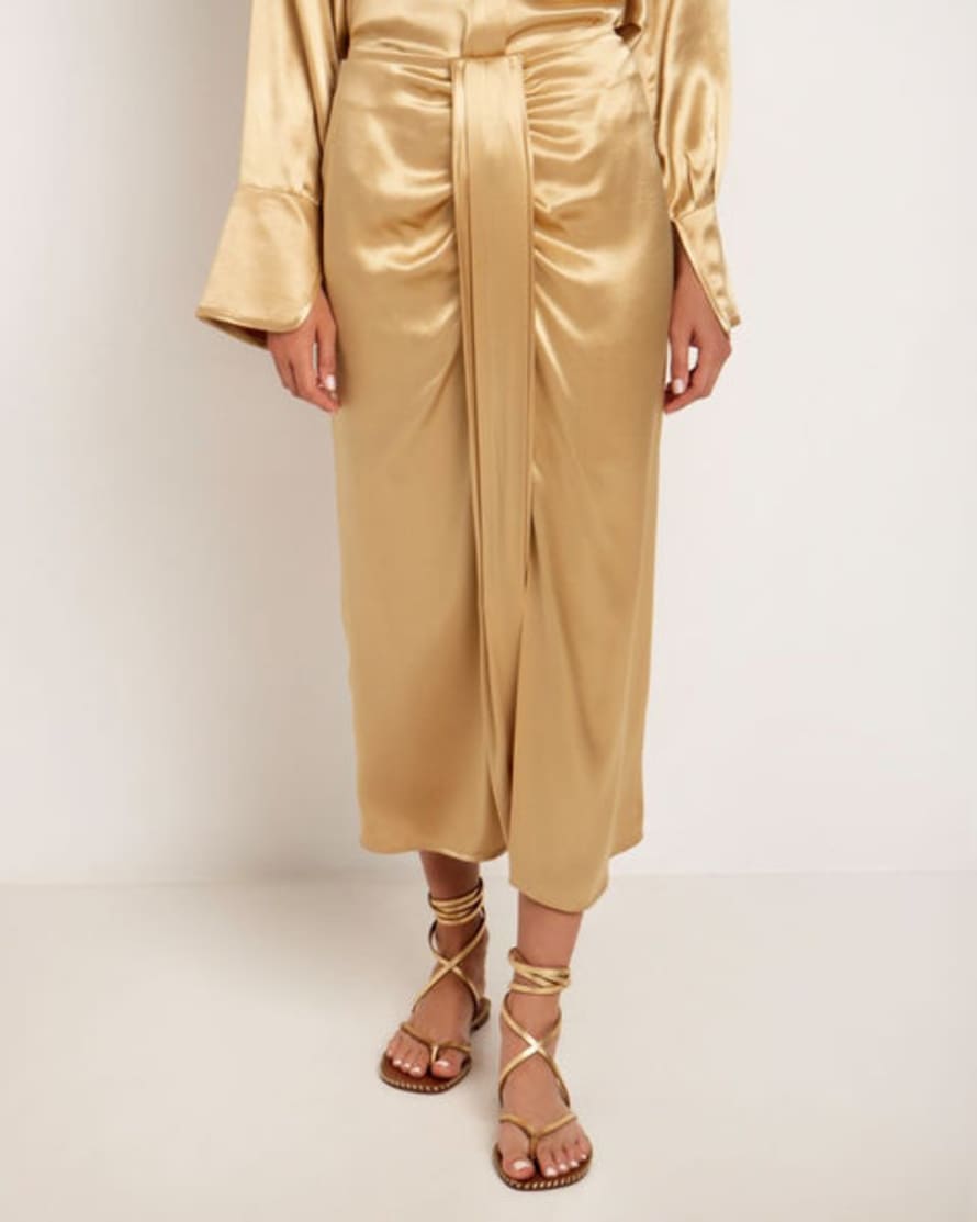 Greek Archaic Long Sarong Skirt In Gold