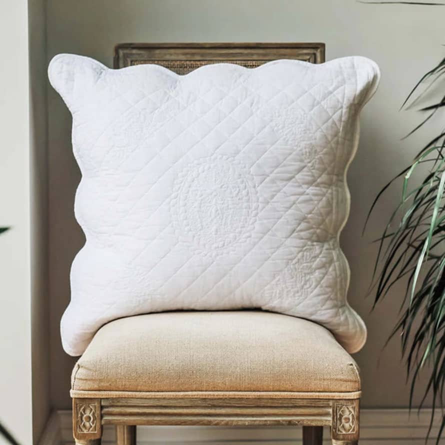 Marram Trading  White Vintage Stitched Quilted Pillow Cover