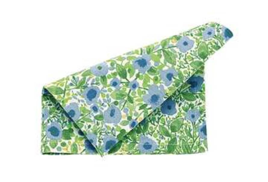 Waltons of Yorkshire Set Of Four Blue And Green Floral Napkins