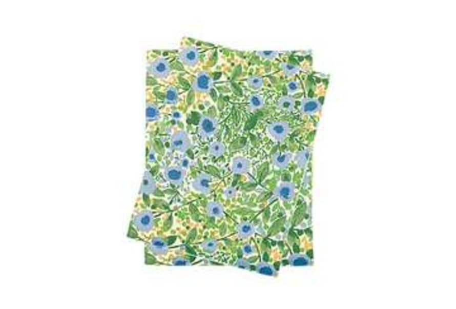 Waltons of Yorkshire Set Of Two Blue And Green Floral Tea Towels