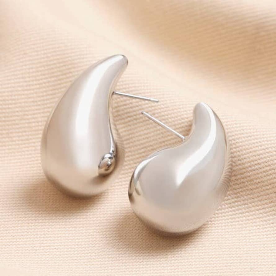 Lisa Angel Chunky Teardrop Earrings Silver