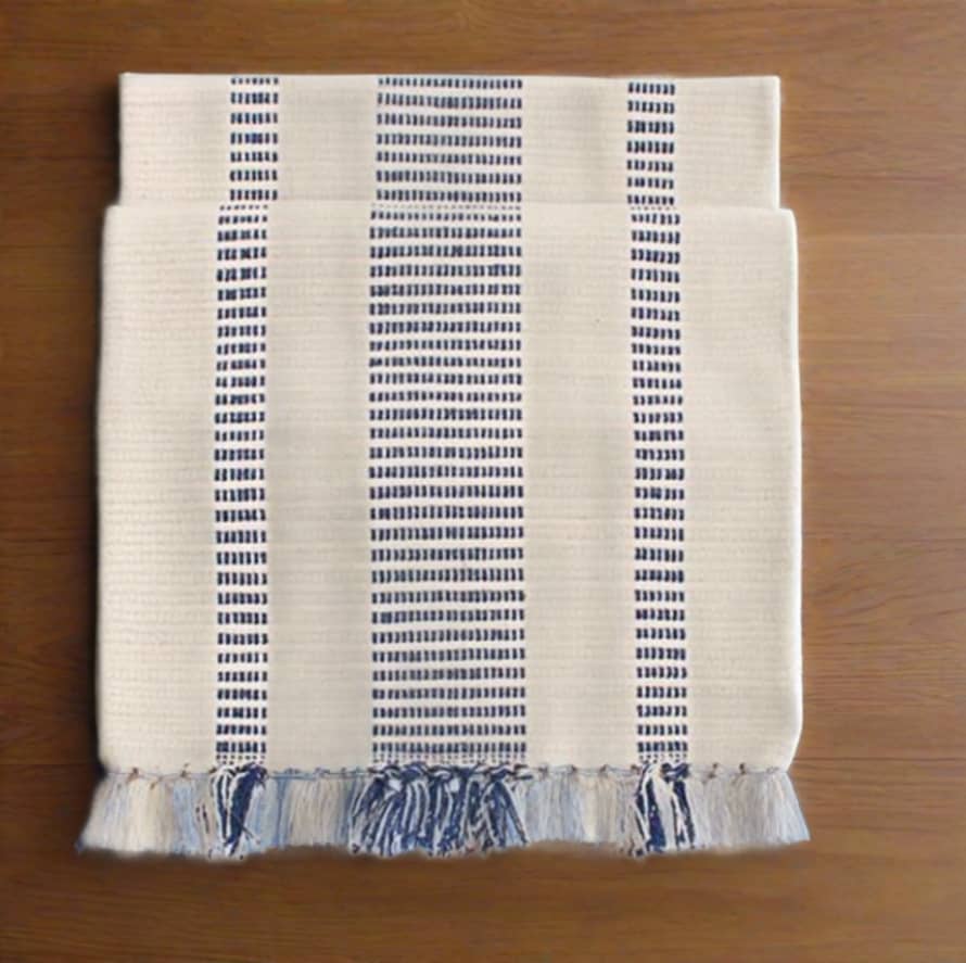 Distinctly Living Recycled Cotton Blue Stripe Runner