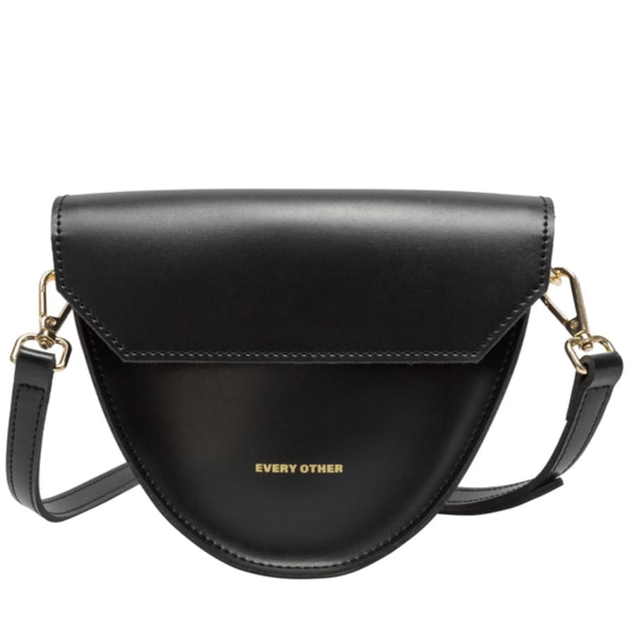 Every Other 12014 Half Oval Flapover Crossbody Bag In Black