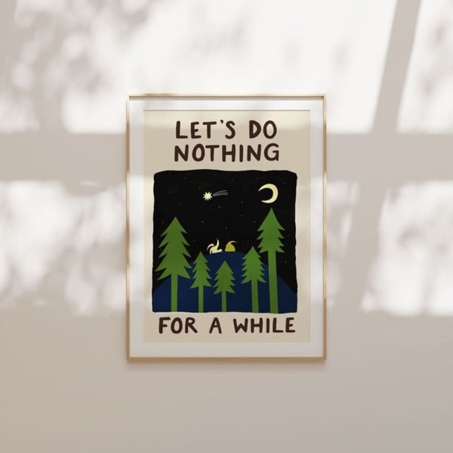 Little Black Cat Illustrated Little Black Cat: Lets Do Nothing For A While - A3 Print