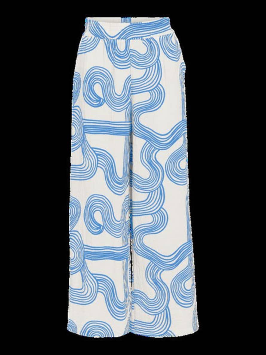 Object Objalli Trousers In Cloud Dancer & Palace Blue