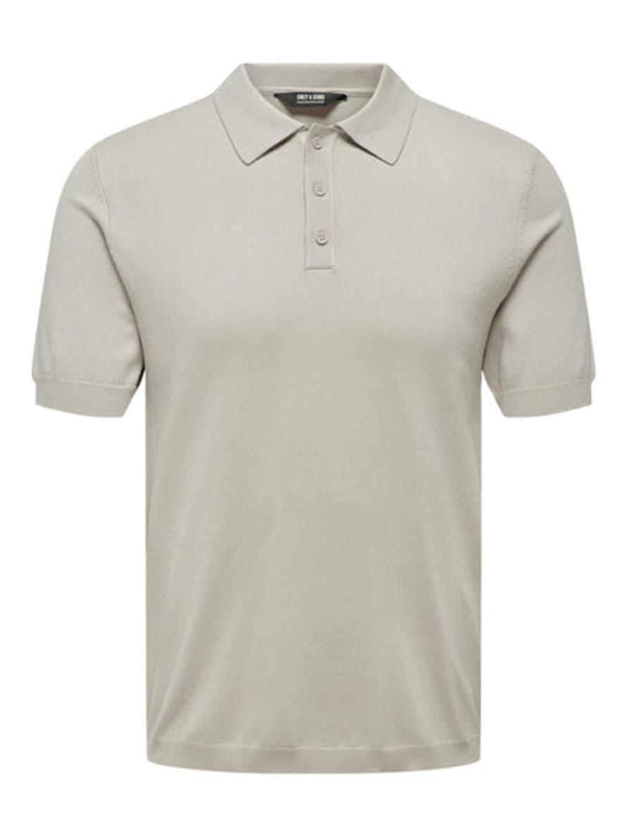 Only & Sons Only And Sons Knitted S/s Polo Beige