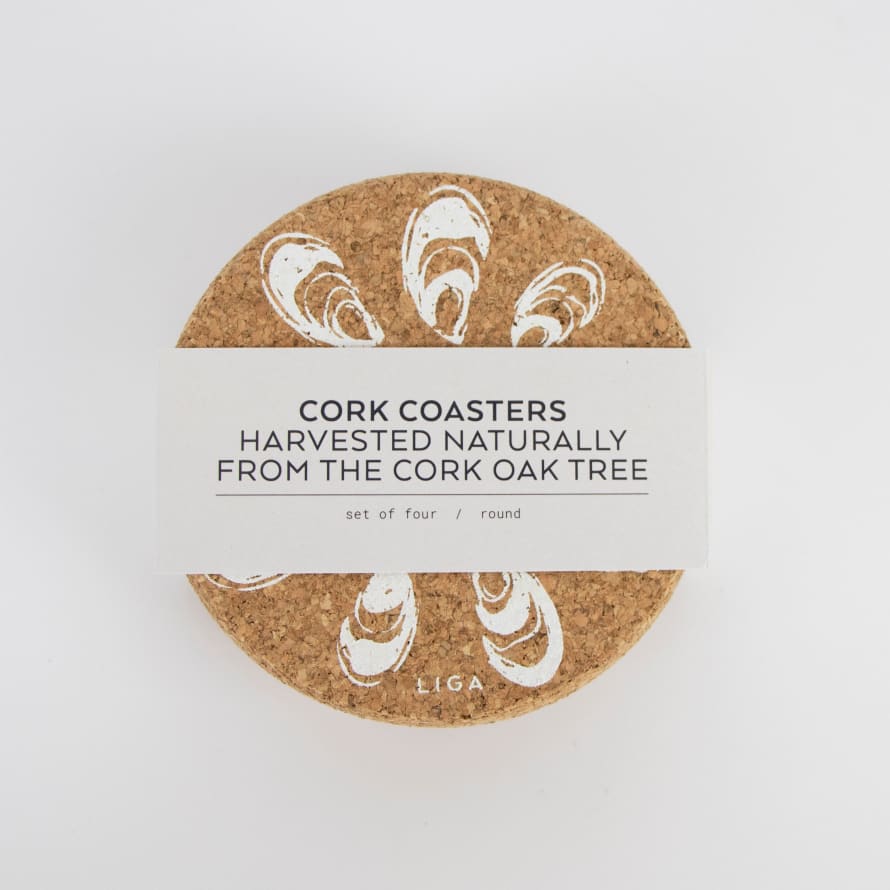 LIGA Set of Cork Coasters Oyster