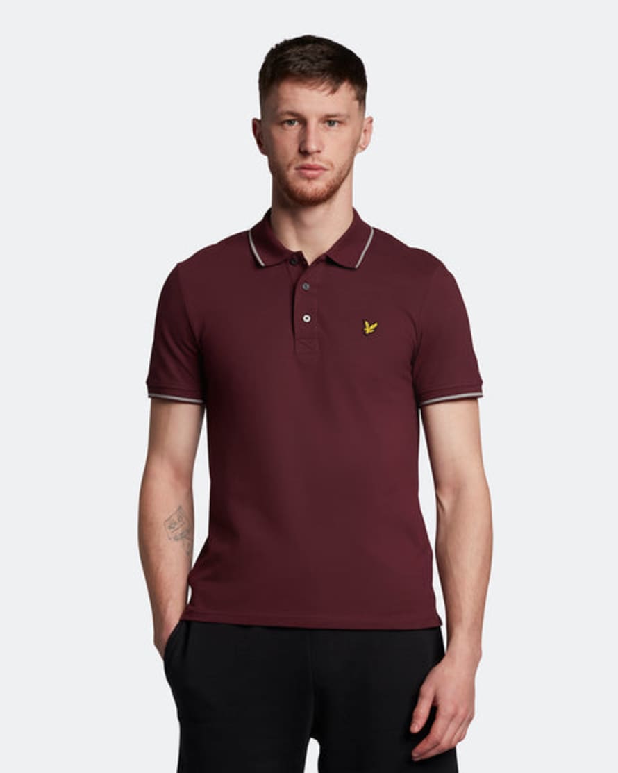Lyle and Scott Sp1524vog Tipped Polo Shirt In Burgundy/ Grey