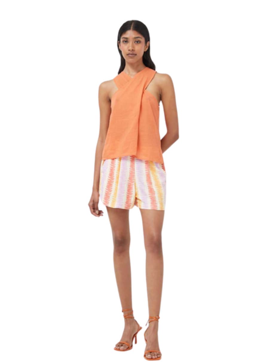 Compania Fantastica Striped Shorts In Coral Stripes 