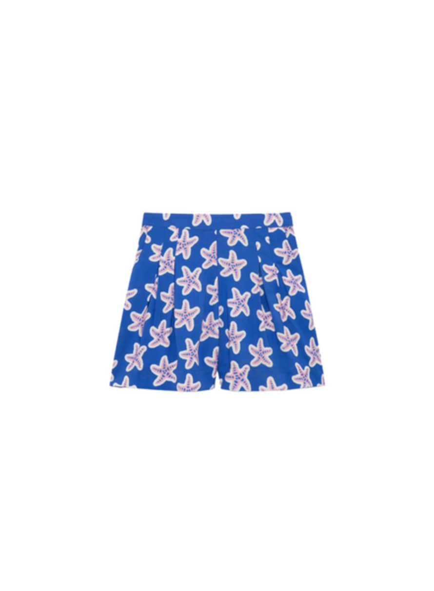 Compania Fantastica Printed Starfish Shorts In Blue & White From