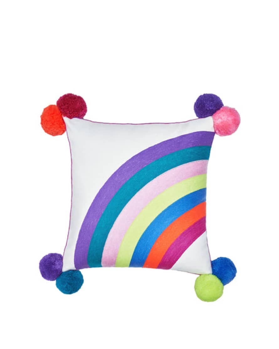 Bombay Duck Embroidered Rainbow Square Cushion