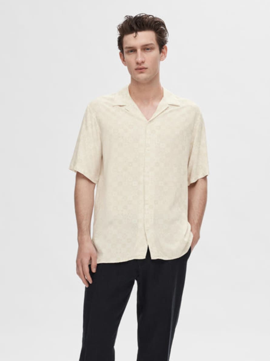Selected Homme Vero Shirt In Aop Egret