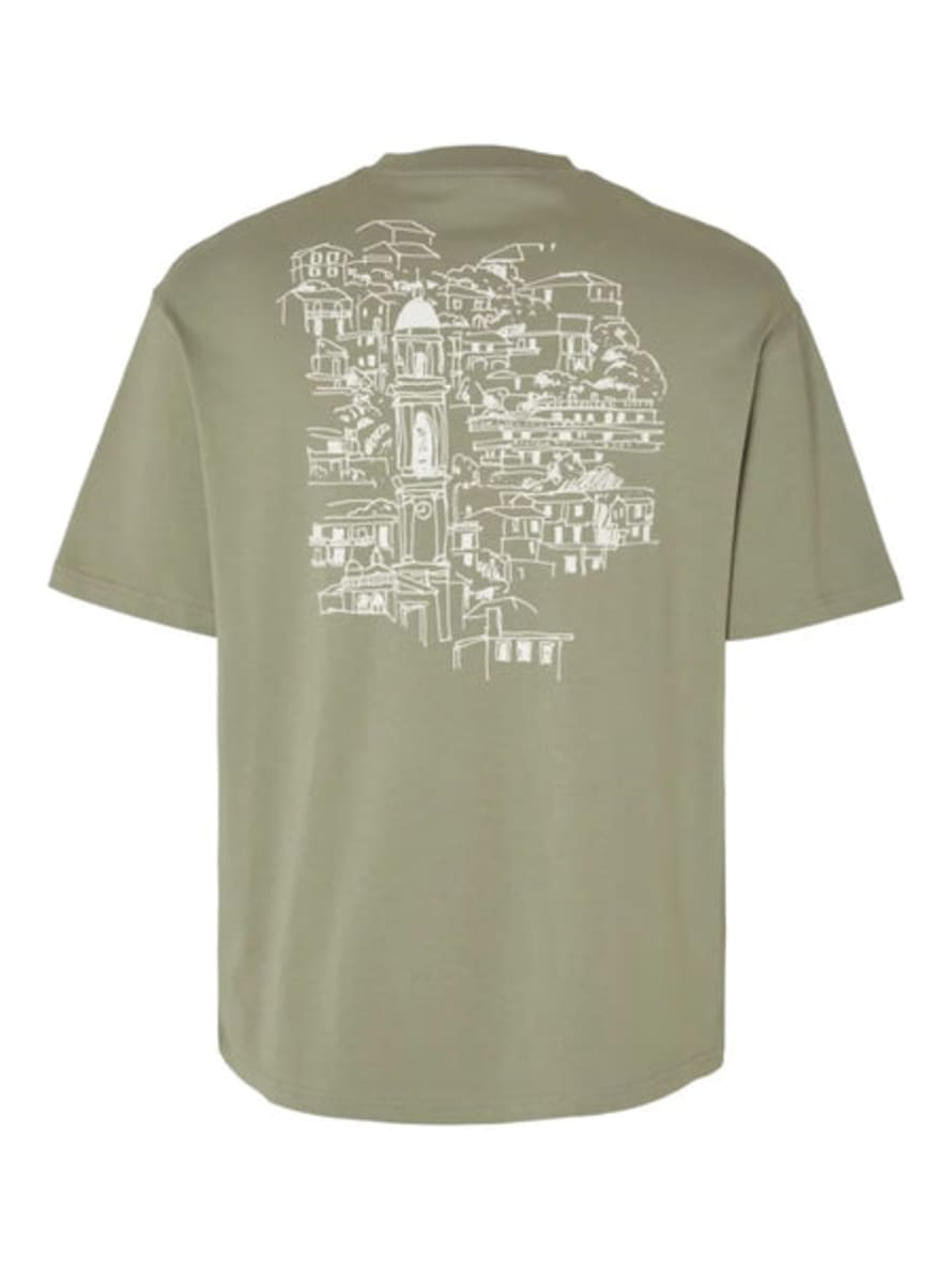 Selected Homme Gib Print Tee In Vetiver