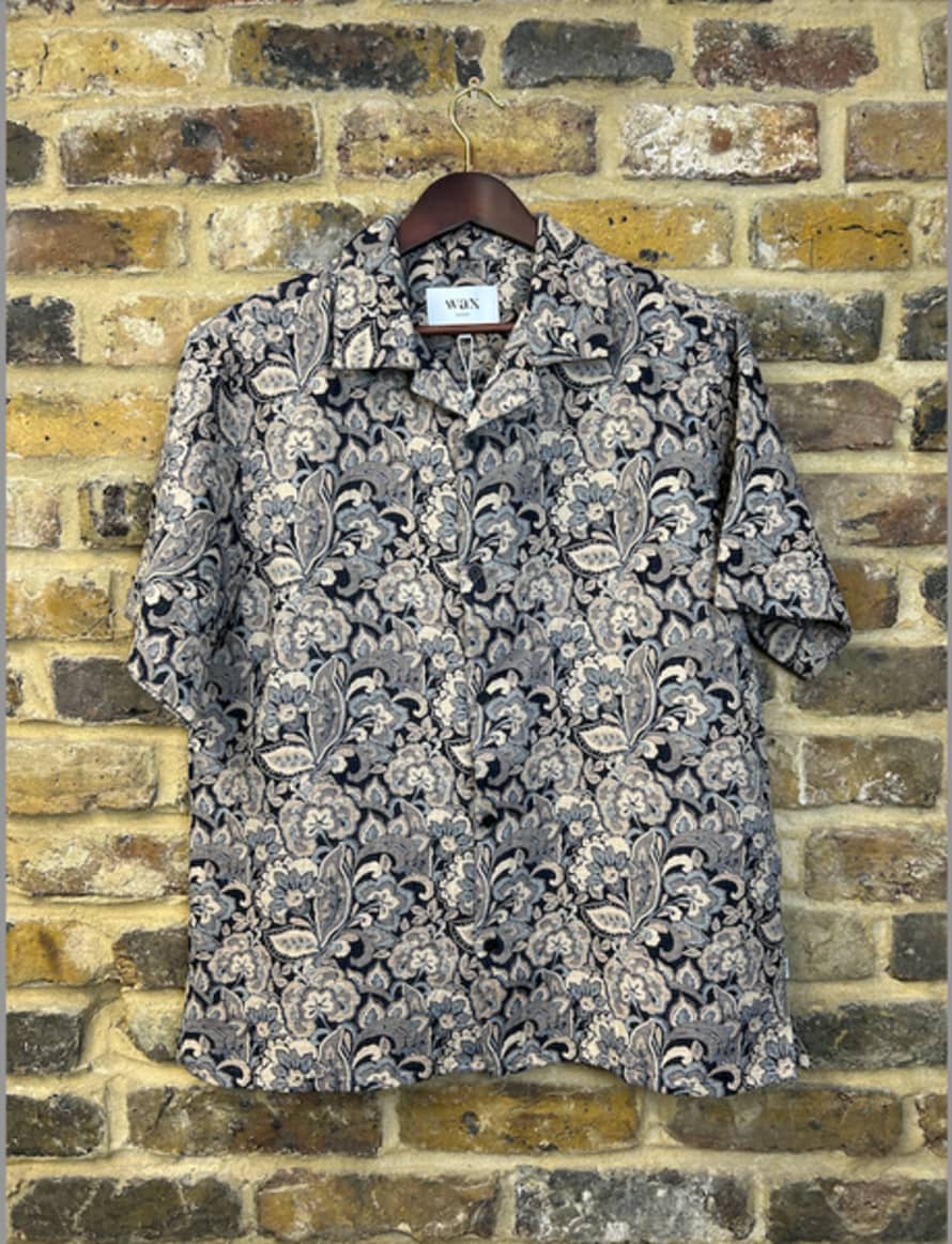 Wax London Didcot Short Sleeve Shirt Brown Jacquard