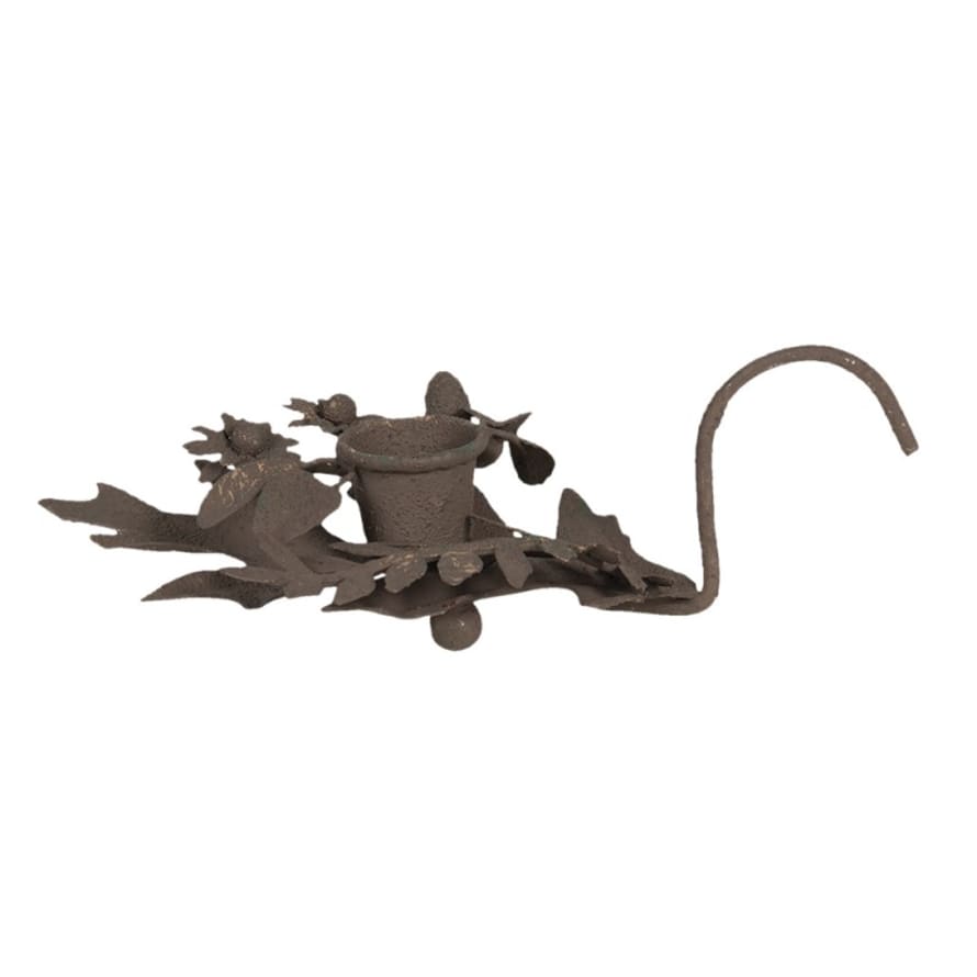 clayre & Eef  Metal Candle Holder with Floral and Leaf Motifs
