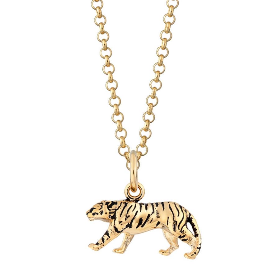 Lily Charmed Gold Plated Tiger Necklace