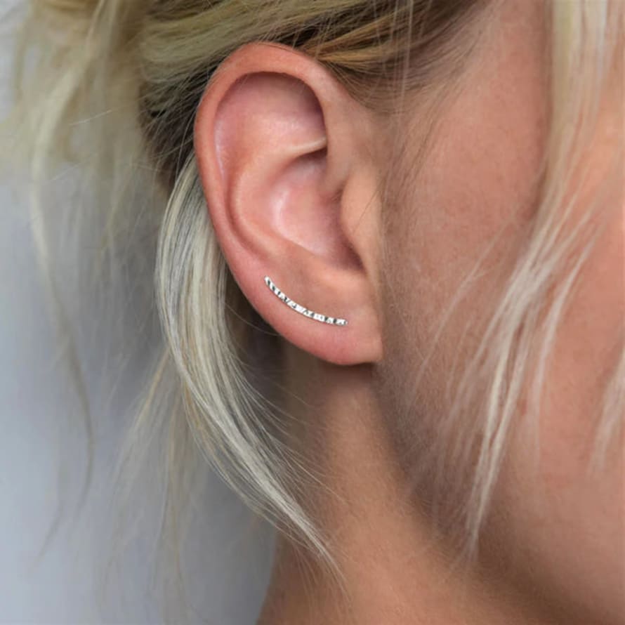 MUKA Ear Climbers - Silver - Textured