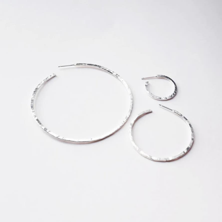 MUKA Hoop Earrings - Silver - Medium - Textured