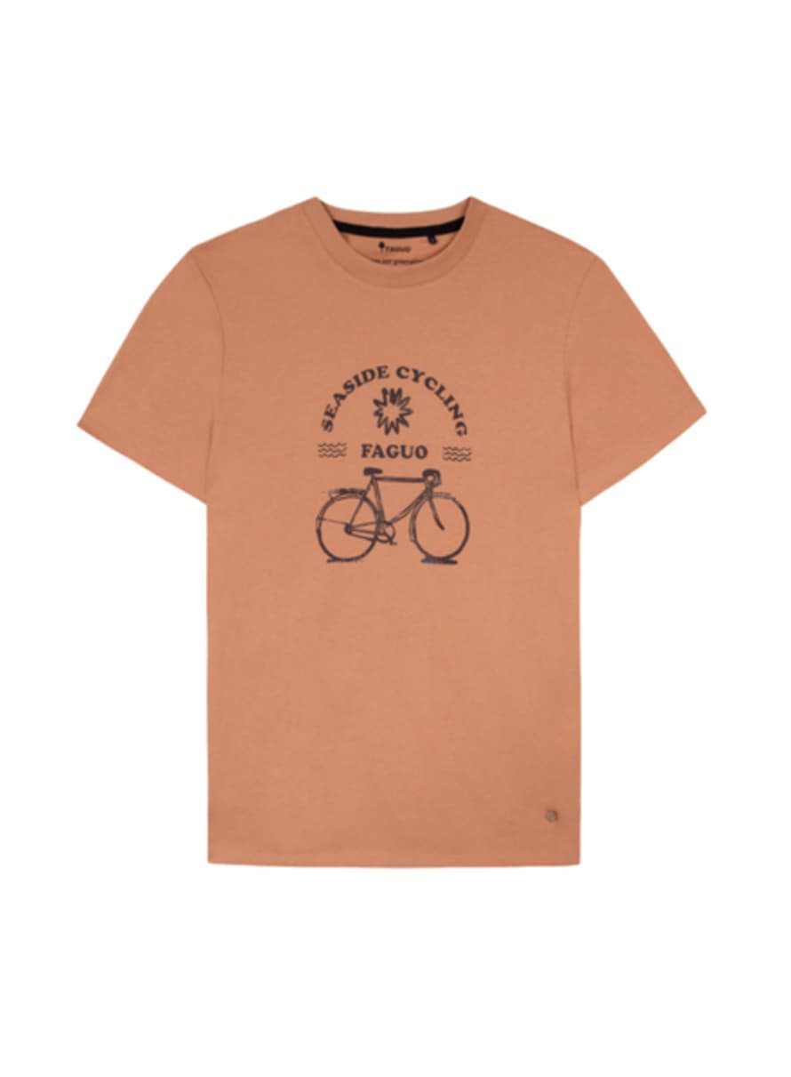 Faguo Arcy Cotton T-shirt 'seaside Cycling' In Orange From