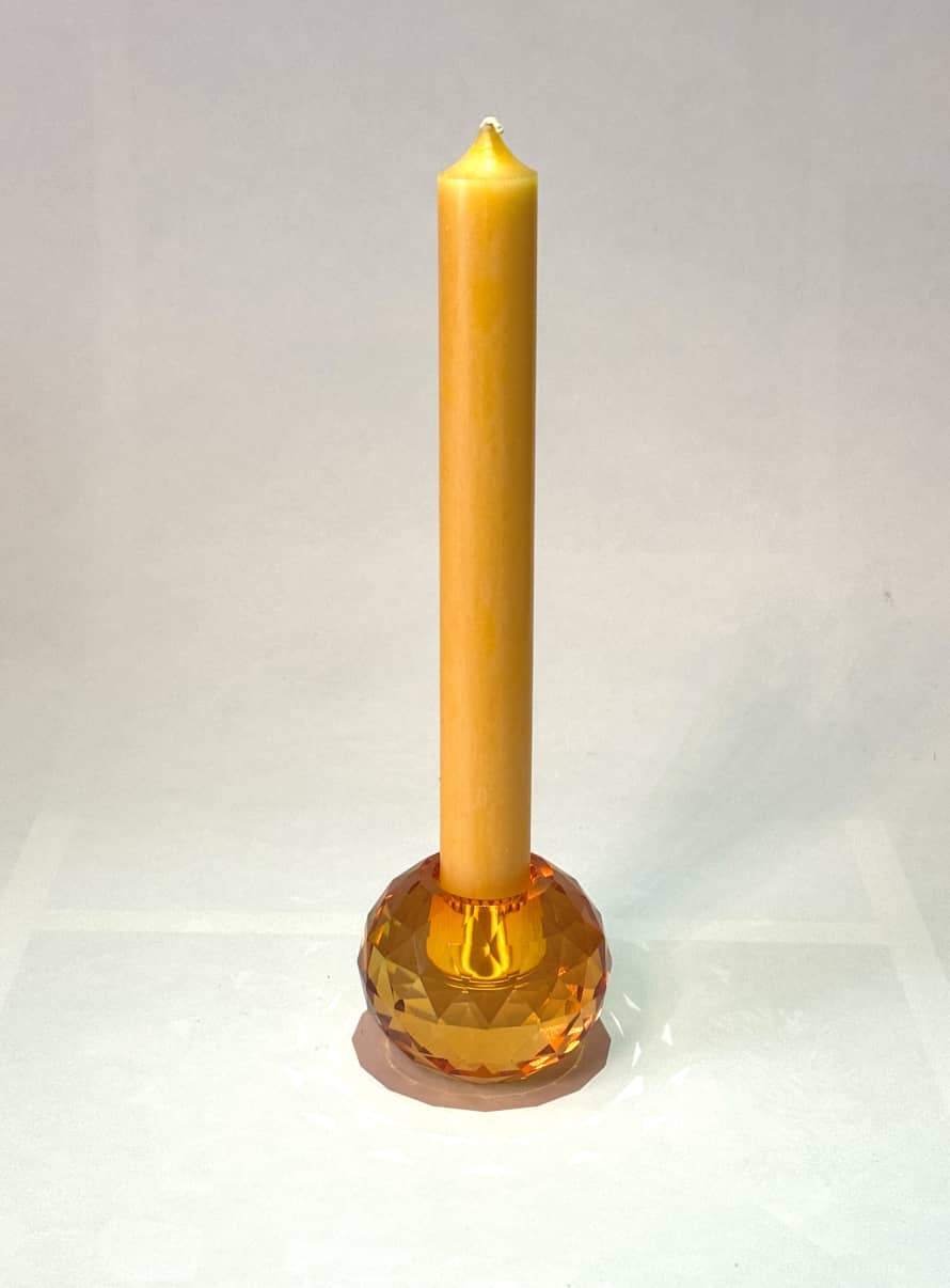 eja international crystal candle holder amber