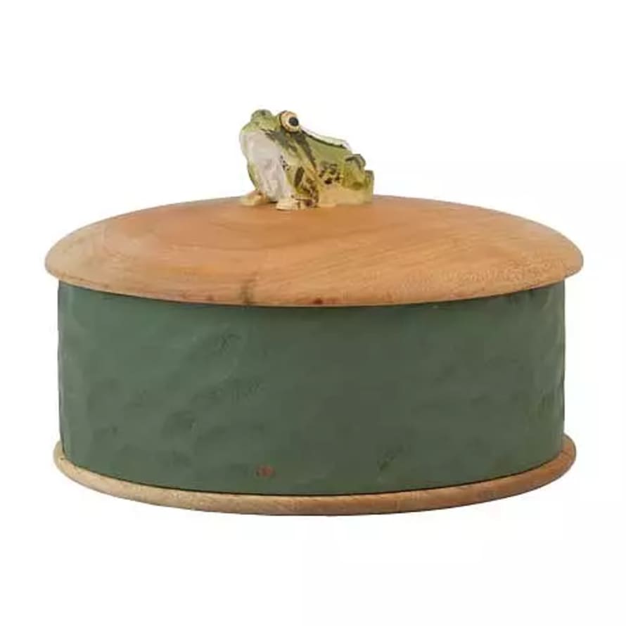 Wildlife Garden Wooden box "frog" - handcarved cherry wood