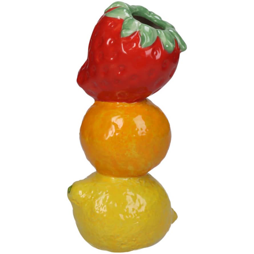 Kersten Stacked Trio Fruits Shaped Vase : Strawberry, Orange & Lemon