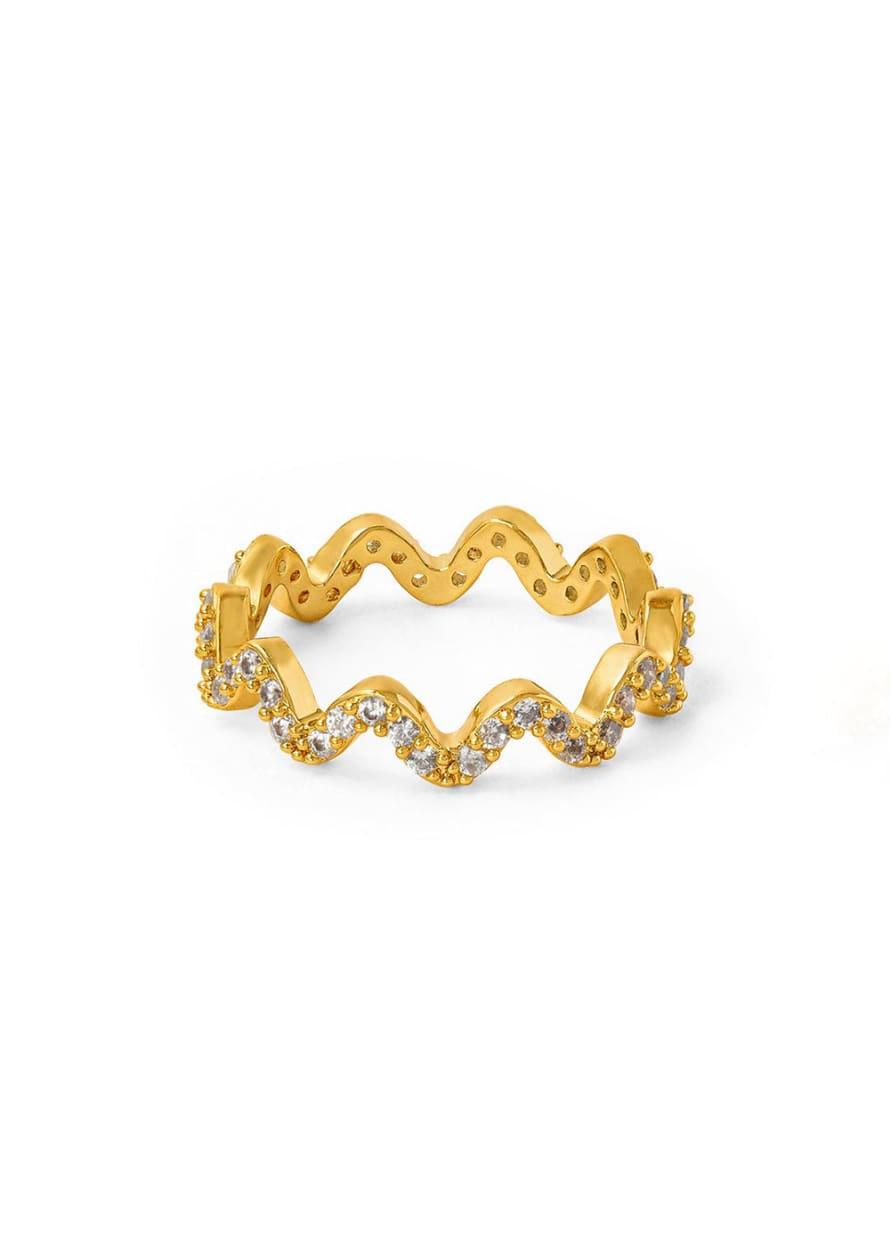 Orelia Pave Wave Ring - Gold