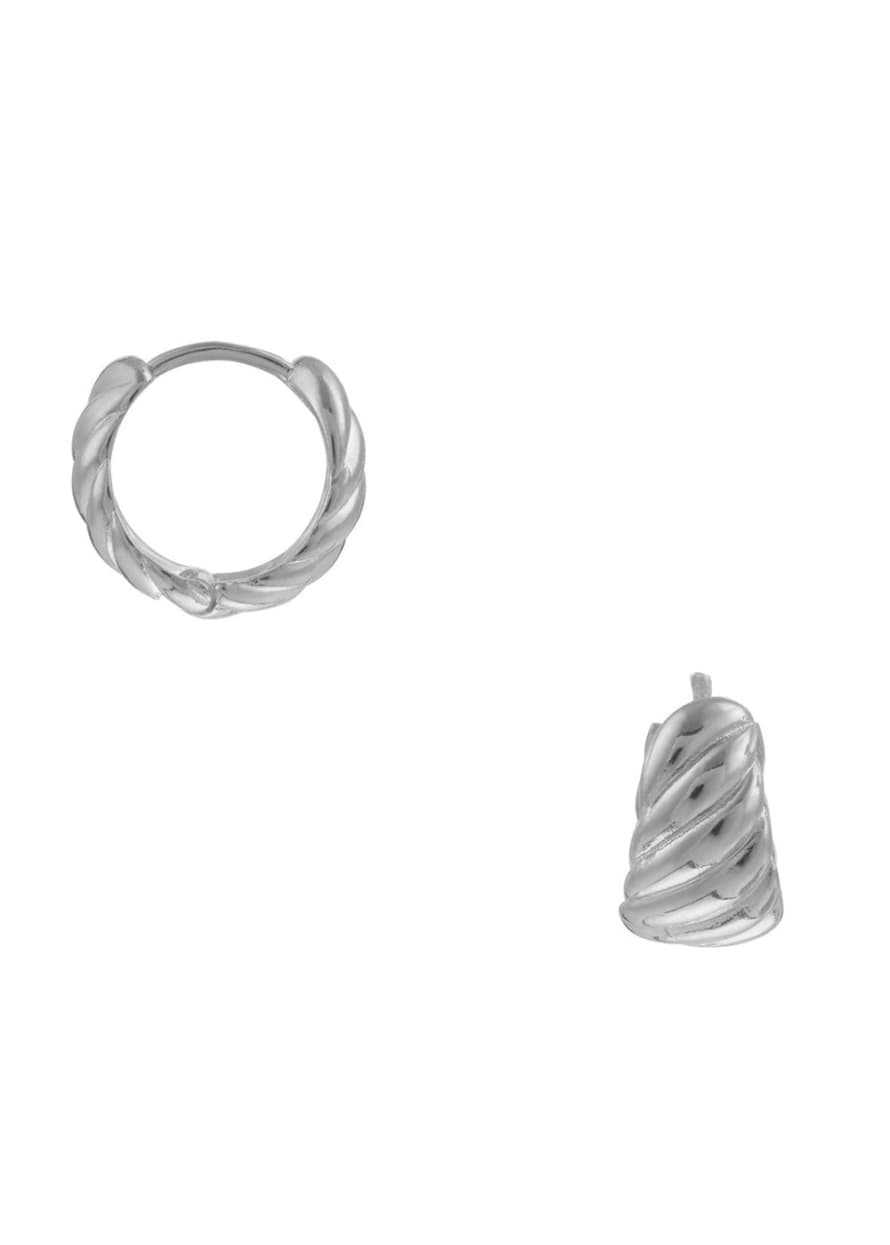 Orelia Twist Chubby Huggie Hoop Earrings - Silver