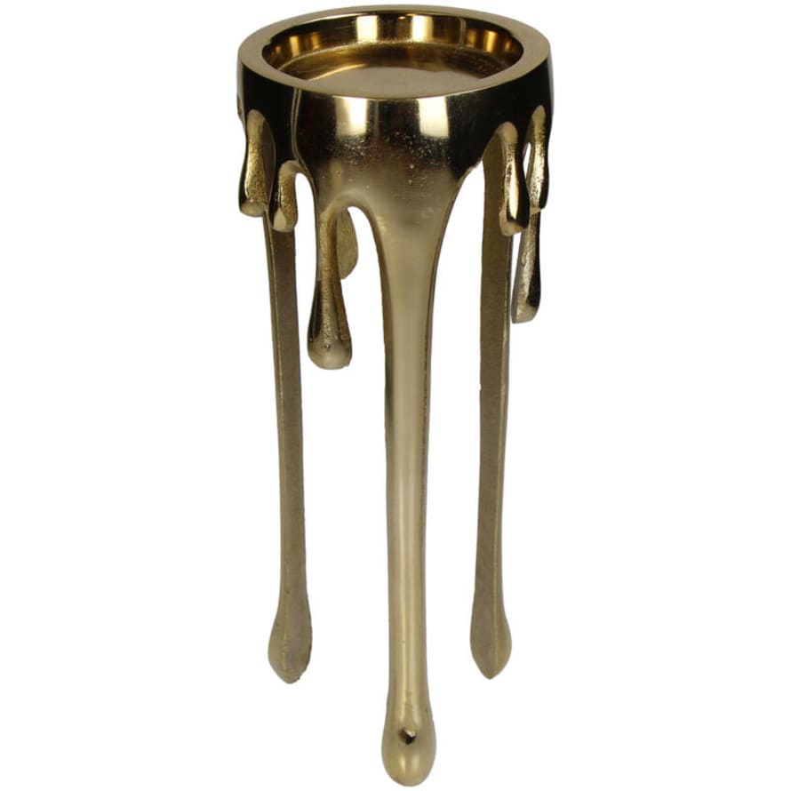 Kersten Gold Drip Metal Pillar Candle Holder : Tall