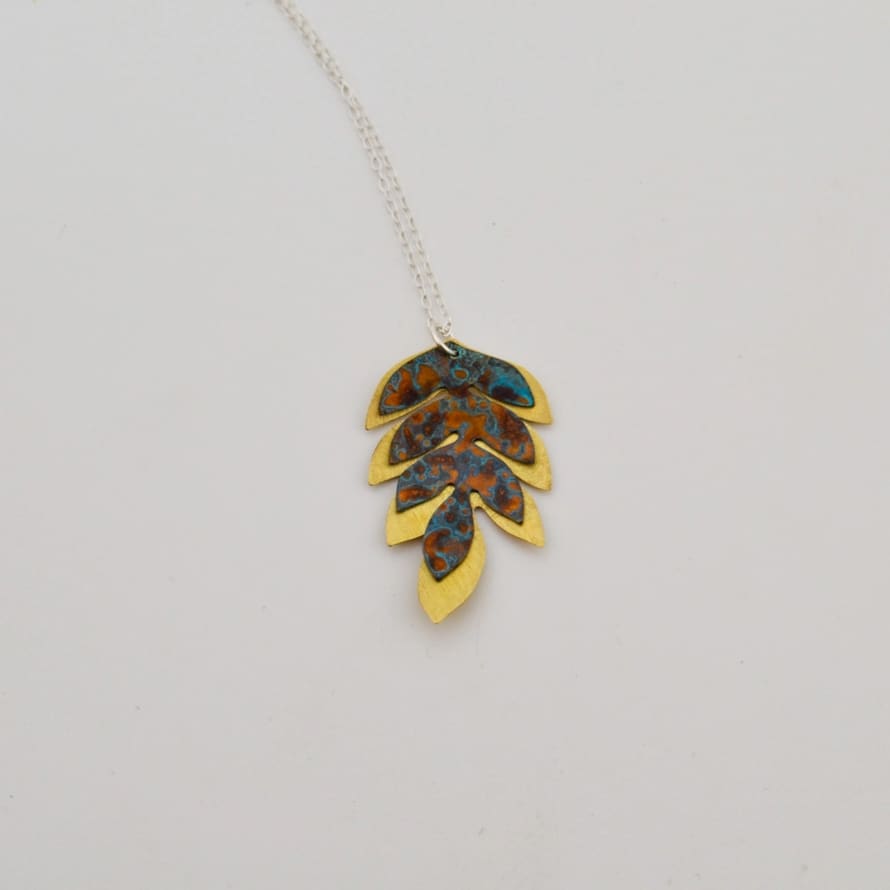 Stephanie Hopkins Copper and Brass Fern Leaf Necklace