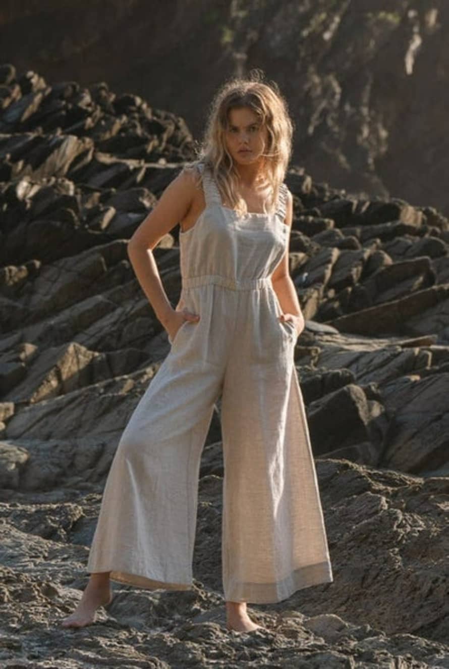 Lilly Pilly Keely Linen Jumpsuit - Oatmeal