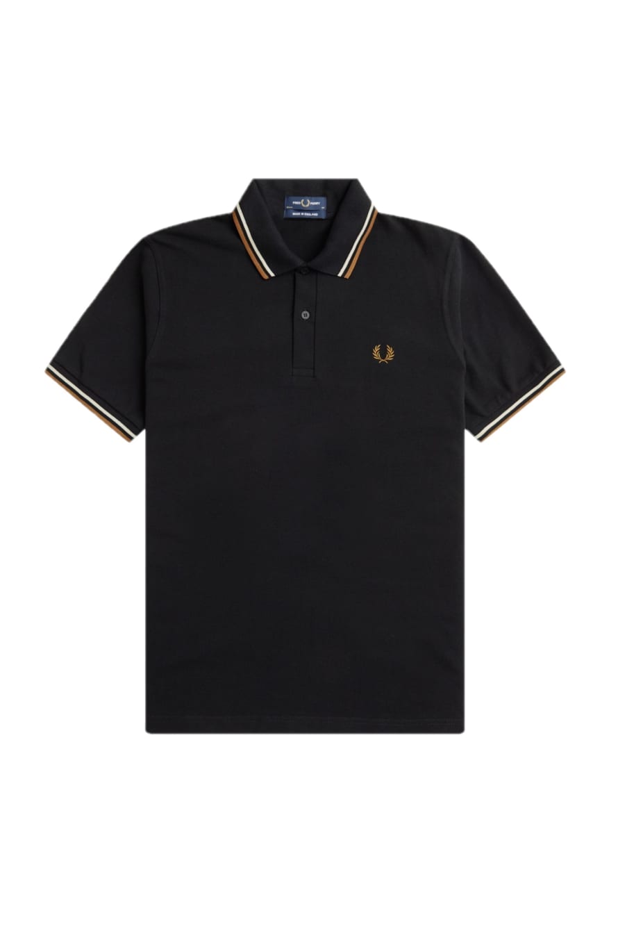 Fred Perry Reissues Original Twin Tipped Polo Black / Oatmeal / Dark Caramel