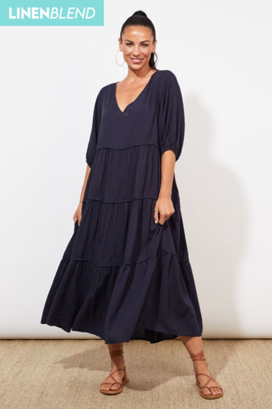 The Kindred Co. Haven Tropicana Tiered Maxi Dress - In Marine