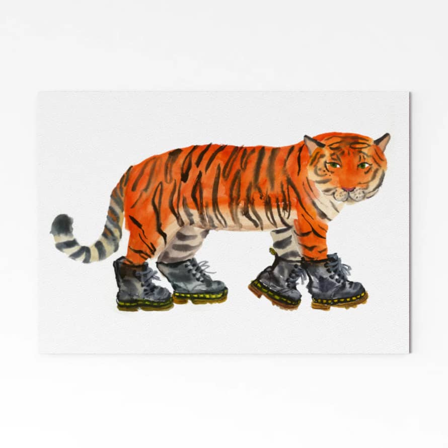 Rosie Webb  Tiger in Boots A3 Art Print