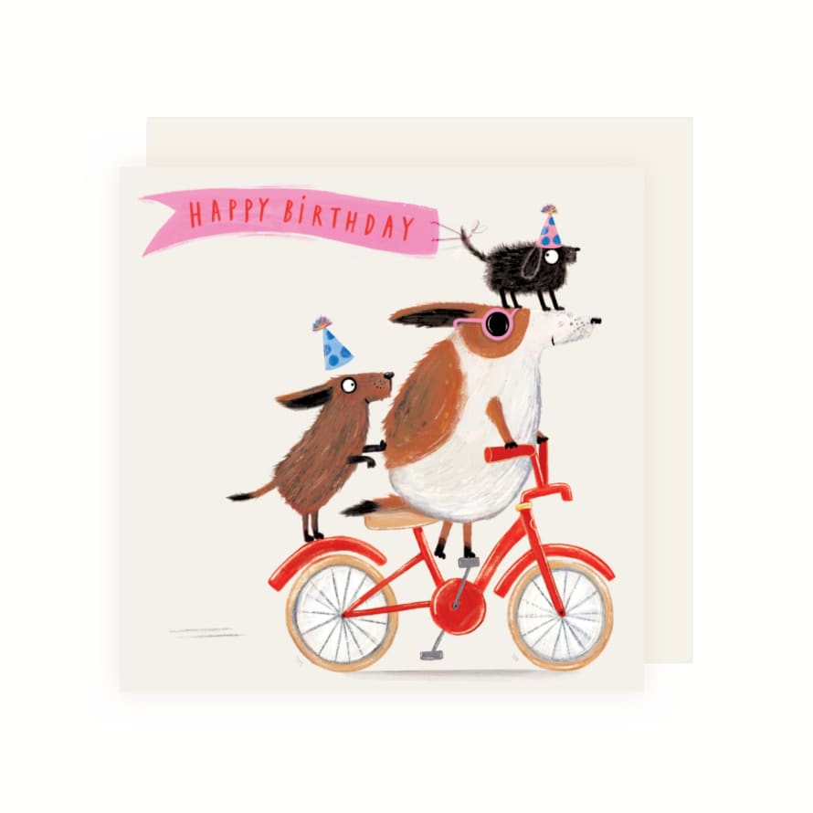 Charley Rabbit Publishing Dogs on Bike Birthday Card