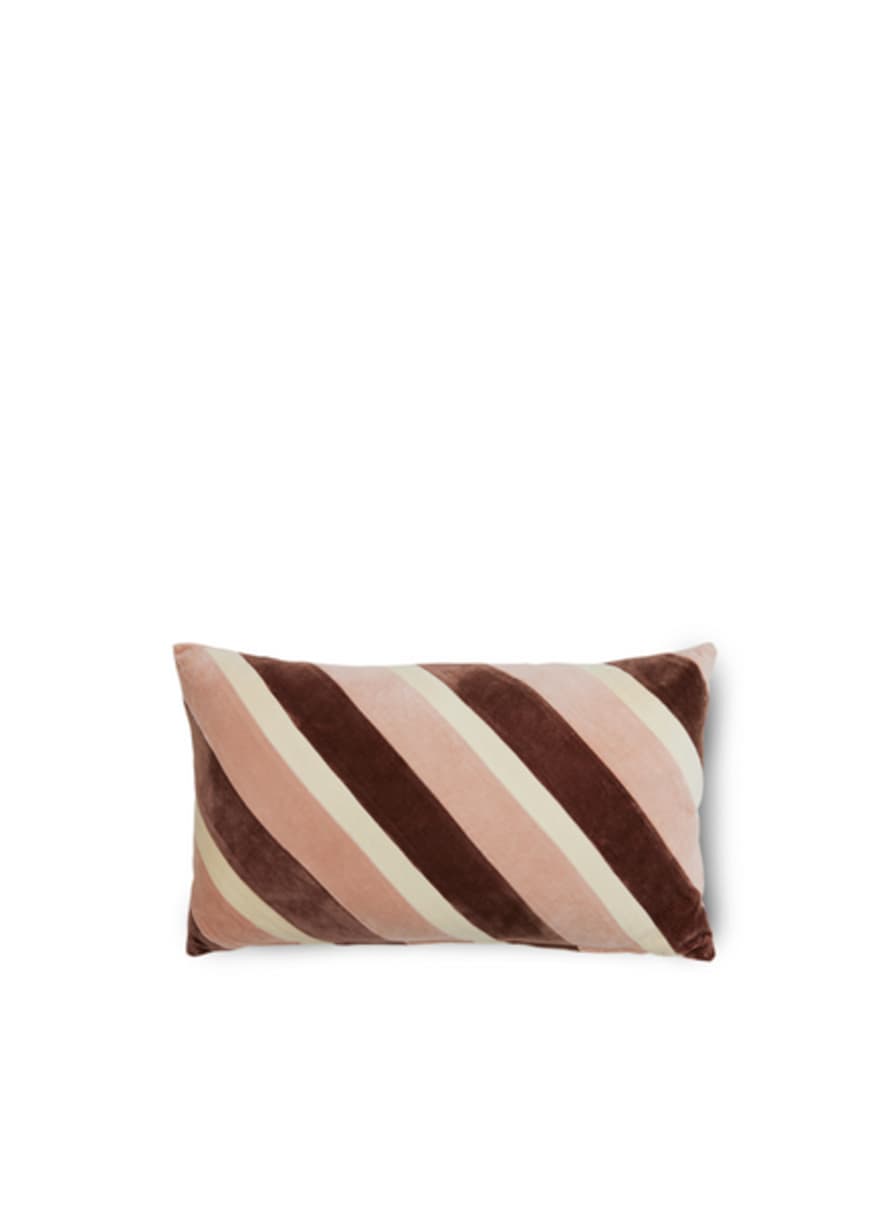 HK Living Striped Velvet Cushion In Rose