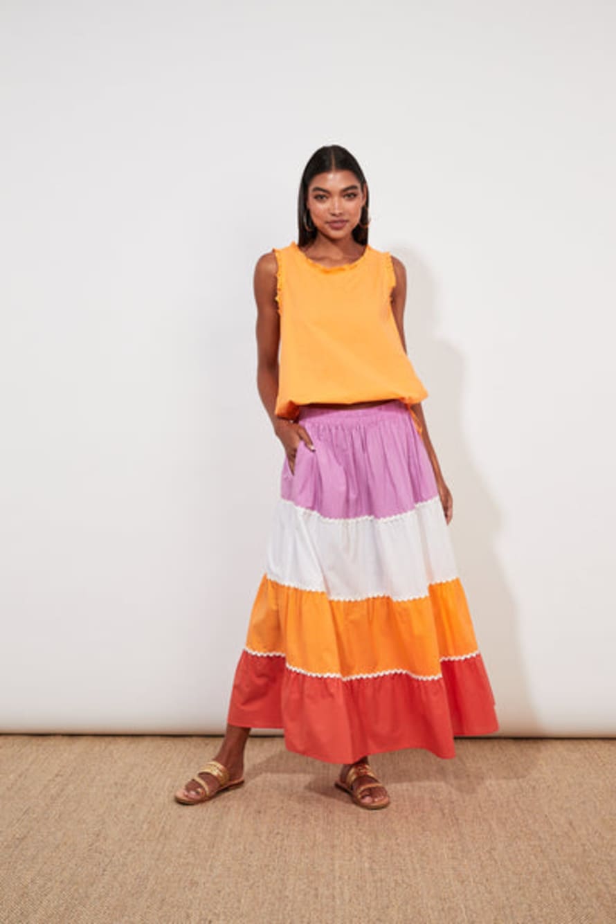 The Kindred Co. Haven Oahu Tank Maxi Skirt - In Mango Stripe