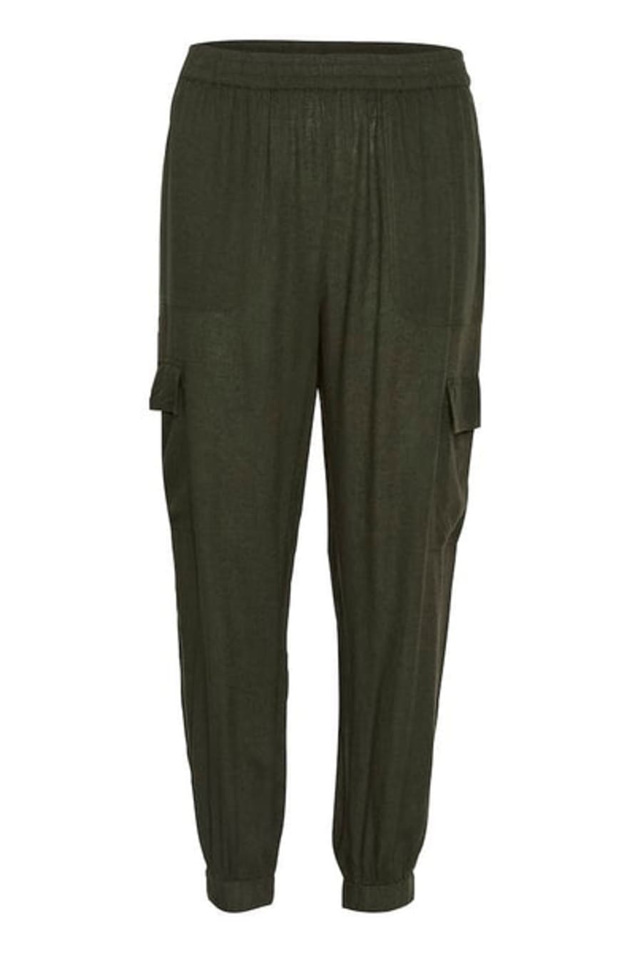 KAFFE Milia Cropped Pants In Forest Night