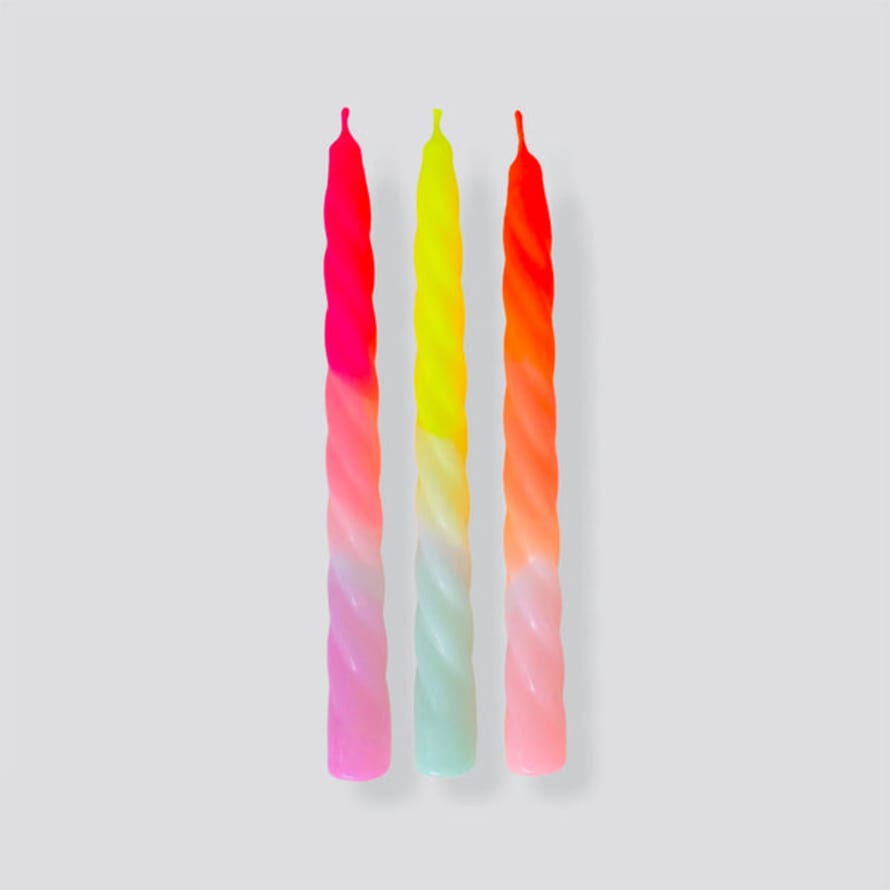 Pink Stories Dip Dye Twisted Candles - Shades of Fruit Salad